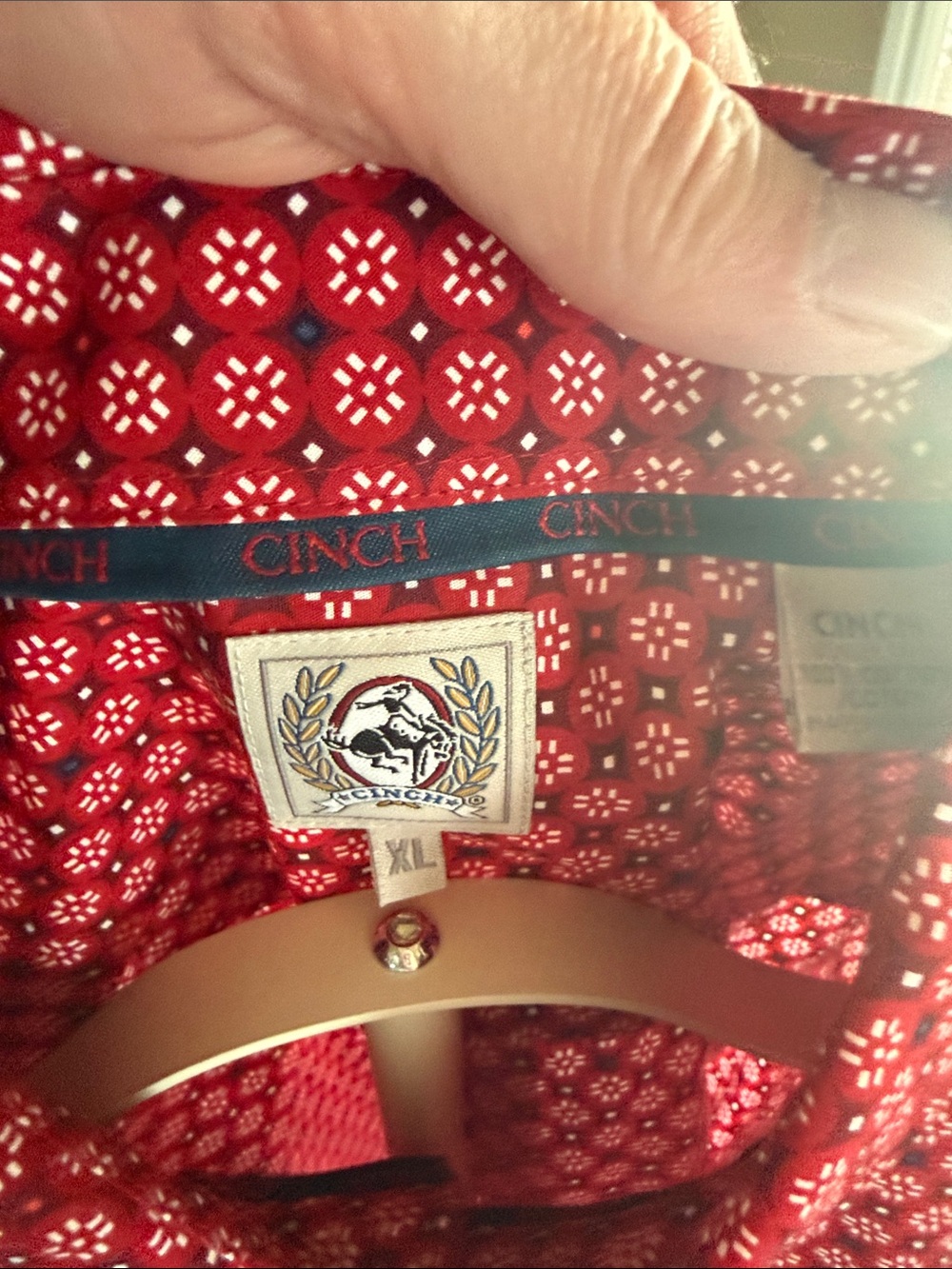 Cinch Men's Red Micro-Pattern Button-Down Shirt - Picture 2 of 4